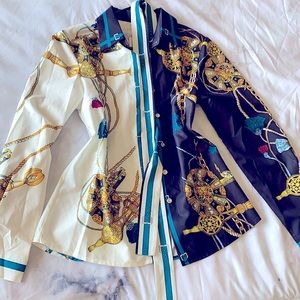 Dressy blouse button up with belt